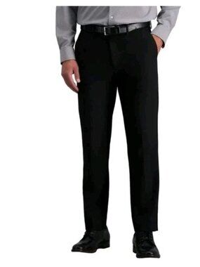 NWT Haggar Men's 36x30 Black Straight Fit Dress Pants With Super Flex Waistband